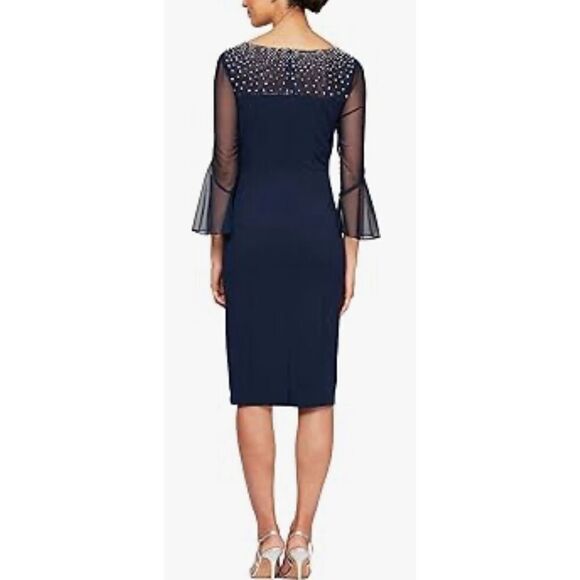 Alex Evenings Women's Short Shift Dress with Embellished Illusion Detail NWT Siz - Picture 2 of 8